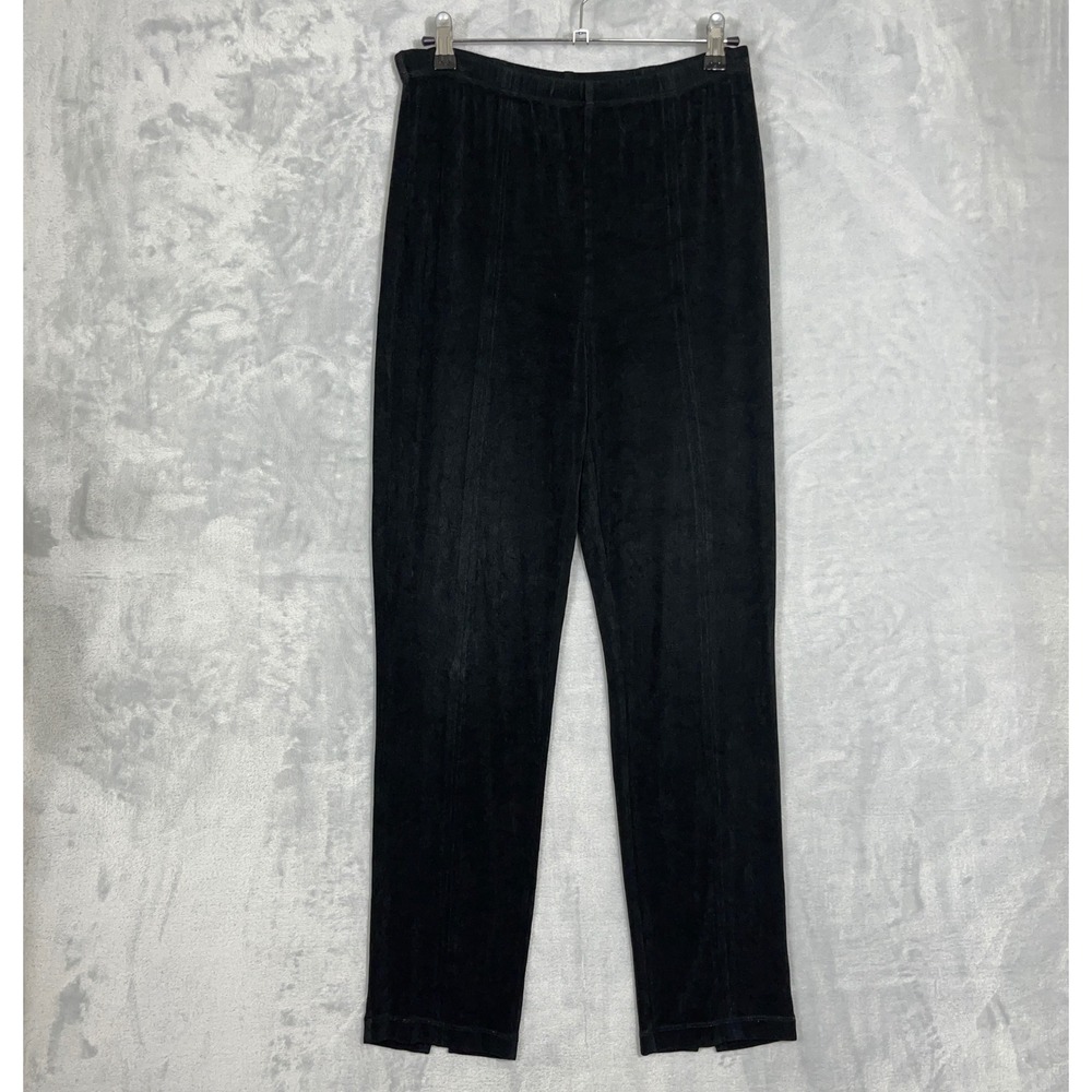 Chicos Travelers Pants 1 (M/8-10) Black Pull On Slinky Knit Career Minimalist